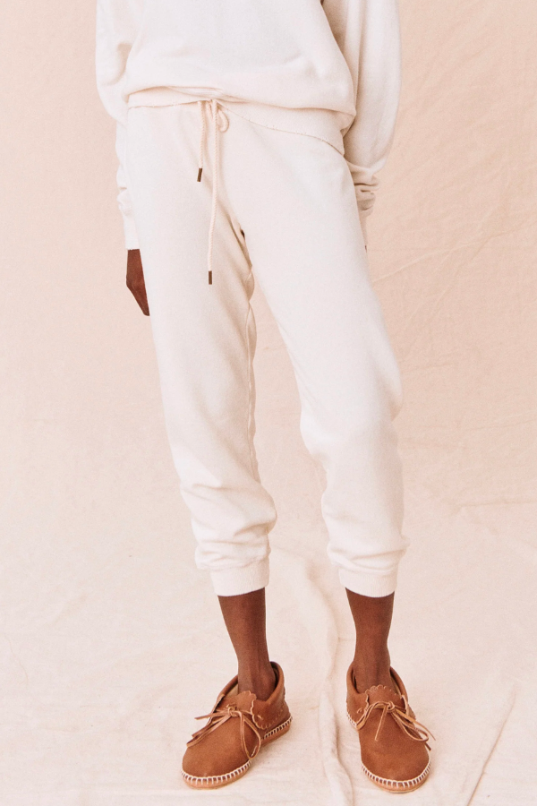 The Cropped Sweatpant- Washed White